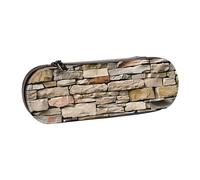 BNVSADC Rustic Rocks Brick Wall Printed Leather Pencil Pen Case & Makeup Bag - Stylish Hard Shell Pencil Bag Stationery Organizer Pouch for School Office Travel