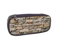 BNVSADC Rustic Rocks Brick Wall Printed Leather Pencil Pen Case & Makeup Bag - Stylish Pencil Bag Stationery Organizer Pouch for School Office Travel