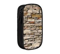 BNVSADC Rustic Rocks Brick Wall Printed Pencil Case for Girls Boys, Large Capacity Pencil Pouch Cute Pencil Box Adult Makeup Bag with 2 Compartments, Black