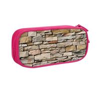BNVSADC Rustic Rocks Brick Wall Printed Pencil Case Large Pen Bag Cute Pencil Box Pouch Office School Stationery Organizer for Girls Boys, Pink