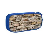 BNVSADC Rustic Rocks Brick Wall Printed Pencil Case Large Pen Bag Cute Pencil Box Pouch Office School Stationery Organizer for Girls Boys, Blue