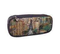 BNVSADC san Francisco Printed Leather Pencil Pen Case & Makeup Bag - Stylish Pencil Bag Stationery Organizer Pouch for School Office Travel