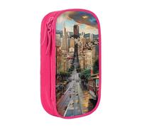 BNVSADC san Francisco Printed Pencil Case for Girls Boys, Large Capacity Pencil Pouch Cute Pencil Box Adult Makeup Bag with 2 Compartments, Pink