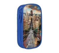 BNVSADC san Francisco Printed Pencil Case for Girls Boys, Large Capacity Pencil Pouch Cute Pencil Box Adult Makeup Bag with 2 Compartments, Blue