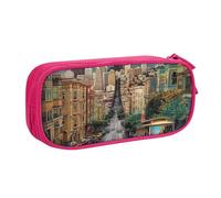 BNVSADC san Francisco Printed Pencil Case Large Pen Bag Cute Pencil Box Pouch Office School Stationery Organizer for Girls Boys, Pink