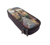 BNVSADC san Francisco Printed PU Leather Flip Pencil Case, Cute Pencil Box Pen Bag Stationery Organizer Makeup Bag for School Office Travel