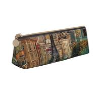 BNVSADC san Francisco Printed Triangle Pencil Case Leather Pencil Pouch Cute Stationery Pencil Pen Bag for School Office Travel
