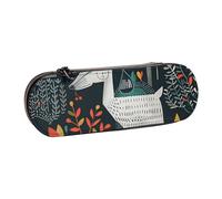 BNVSADC Scandinavian Animals Printed Leather Pencil Pen Case & Makeup Bag - Stylish Hard Shell Pencil Bag Stationery Organizer Pouch for School Office Travel