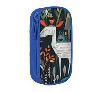 BNVSADC Scandinavian Animals Printed Pencil Case for Girls Boys, Large Capacity Pencil Pouch Cute Pencil Box Adult Makeup Bag with 2 Compartments, Blue