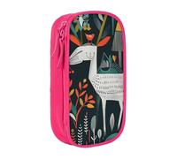 BNVSADC Scandinavian Animals Printed Pencil Case for Girls Boys, Large Capacity Pencil Pouch Cute Pencil Box Adult Makeup Bag with 2 Compartments, Pink
