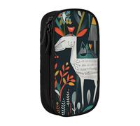 BNVSADC Scandinavian Animals Printed Pencil Case for Girls Boys, Large Capacity Pencil Pouch Cute Pencil Box Adult Makeup Bag with 2 Compartments, Black