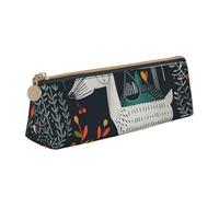 BNVSADC Scandinavian Animals Printed Triangle Pencil Case Leather Pencil Pouch Cute Stationery Pencil Pen Bag for School Office Travel