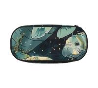 BNVSADC Sea Animals Calf Printed Pencil Case Cute Pencil Bag Pen Pouch Large Stationery Organizer Makeup Bag for Teen Boys Girls School Students Office
