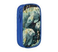 BNVSADC Sea Animals Calf Printed Pencil Case for Girls Boys, Large Capacity Pencil Pouch Cute Pencil Box Adult Makeup Bag with 2 Compartments, Blue