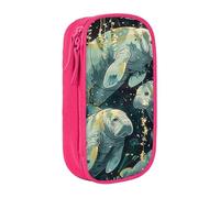 BNVSADC Sea Animals Calf Printed Pencil Case for Girls Boys, Large Capacity Pencil Pouch Cute Pencil Box Adult Makeup Bag with 2 Compartments, Pink