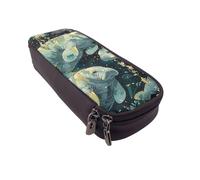 BNVSADC Sea Animals Calf Printed PU Leather Flip Pencil Case, Cute Pencil Box Pen Bag Stationery Organizer Makeup Bag for School Office Travel