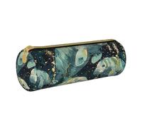 BNVSADC Sea Animals Calf Printed Round Pencil Case Leather Pencil Pouch Cute Stationery Pencil Pen Bag for School Office Travel