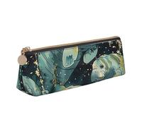 BNVSADC Sea Animals Calf Printed Triangle Pencil Case Leather Pencil Pouch Cute Stationery Pencil Pen Bag for School Office Travel