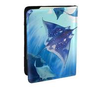 BNVSADC Sea Animals Stingrays Printed Passport Holder Travel PU Leather Passport Cover Case Organiser for Men Women, 6.5 inch