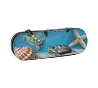 BNVSADC Sea Conch Shell Turtle Printed Leather Pencil Pen Case & Makeup Bag - Stylish Hard Shell Pencil Bag Stationery Organizer Pouch for School Office Travel