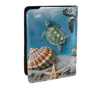 BNVSADC Sea Conch Shell Turtle Printed Passport Holder Travel PU Leather Passport Cover Case Organiser for Men Women, 6.5 inch