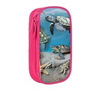 BNVSADC Sea Conch Shell Turtle Printed Pencil Case for Girls Boys, Large Capacity Pencil Pouch Cute Pencil Box Adult Makeup Bag with 2 Compartments, Pink
