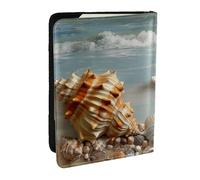 BNVSADC Sea Shell Beach Printed Passport Holder Travel PU Leather Passport Cover Case Organiser for Men Women, 6.5 inch
