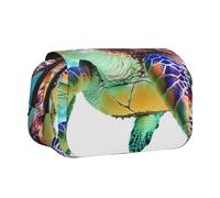 BNVSADC Sea Turtle Art Printed Print Flip Top Double Layer Pencil Case - Large Capacity School Supplies Organizer for Students, Kids, Teens, Artists, Travel & Office Use