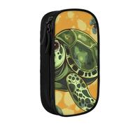 BNVSADC Sea Turtle Printed Pencil Case for Girls Boys, Large Capacity Pencil Pouch Cute Pencil Box Adult Makeup Bag with 2 Compartments, Black