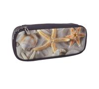 BNVSADC Seashell Beach Printed Leather Pencil Pen Case & Makeup Bag - Stylish Pencil Bag Stationery Organizer Pouch for School Office Travel