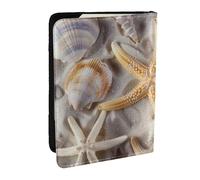 BNVSADC Seashell Beach Printed Passport Holder Travel PU Leather Passport Cover Case Organiser for Men Women, 6.5 inch