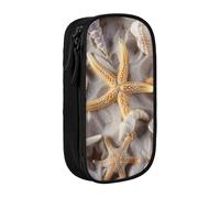 BNVSADC Seashell Beach Printed Pencil Case for Girls Boys, Large Capacity Pencil Pouch Cute Pencil Box Adult Makeup Bag with 2 Compartments, Black