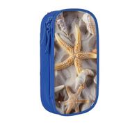 BNVSADC Seashell Beach Printed Pencil Case for Girls Boys, Large Capacity Pencil Pouch Cute Pencil Box Adult Makeup Bag with 2 Compartments, Blue