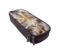 BNVSADC Seashell Beach Printed PU Leather Flip Pencil Case, Cute Pencil Box Pen Bag Stationery Organizer Makeup Bag for School Office Travel