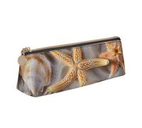 BNVSADC Seashell Beach Printed Triangle Pencil Case Leather Pencil Pouch Cute Stationery Pencil Pen Bag for School Office Travel