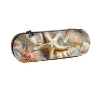 BNVSADC Seashell Beach Theme Printed Leather Pencil Pen Case & Makeup Bag - Stylish Hard Shell Pencil Bag Stationery Organizer Pouch for School Office Travel