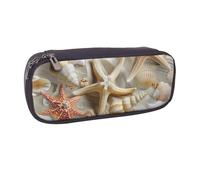 BNVSADC Seashell Beach Theme Printed Leather Pencil Pen Case & Makeup Bag - Stylish Pencil Bag Stationery Organizer Pouch for School Office Travel