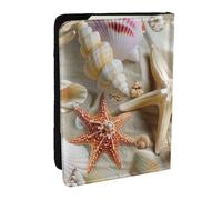 BNVSADC Seashell Beach Theme Printed Passport Holder Travel PU Leather Passport Cover Case Organiser for Men Women, 6.5 inch