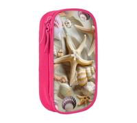 BNVSADC Seashell Beach Theme Printed Pencil Case for Girls Boys, Large Capacity Pencil Pouch Cute Pencil Box Adult Makeup Bag with 2 Compartments, Pink