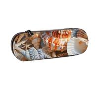 BNVSADC Seashell Landscape On The Beach Printed Leather Pencil Pen Case & Makeup Bag - Stylish Hard Shell Pencil Bag Stationery Organizer Pouch for School Office Travel