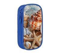 BNVSADC Seashell Landscape On The Beach Printed Pencil Case for Girls Boys, Large Capacity Pencil Pouch Cute Pencil Box Adult Makeup Bag with 2 Compartments, Blue