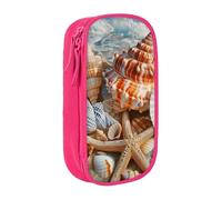 BNVSADC Seashell Landscape On The Beach Printed Pencil Case for Girls Boys, Large Capacity Pencil Pouch Cute Pencil Box Adult Makeup Bag with 2 Compartments, Pink