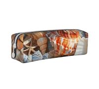 BNVSADC Seashell Landscape On The Beach Printed Pencil Case Leather Pencil Pouch Cute Stationery Pencil Pen Bag with Zipper for School Office Travel