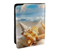 BNVSADC Seashell Sea Beach Pattern Printed Passport Holder Travel PU Leather Passport Cover Case Organiser for Men Women, 6.5 inch