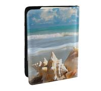 BNVSADC Seashell Sea Beach Printed Passport Holder Travel PU Leather Passport Cover Case Organiser for Men Women, 6.5 inch