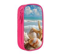 BNVSADC Seashell Sea Beach Printed Pencil Case for Girls Boys, Large Capacity Pencil Pouch Cute Pencil Box Adult Makeup Bag with 2 Compartments, Pink