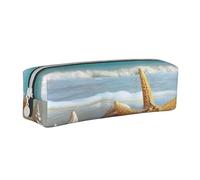 BNVSADC Seashell Sea Beach Printed Pencil Case Leather Pencil Pouch Cute Stationery Pencil Pen Bag with Zipper for School Office Travel