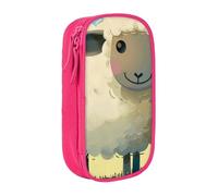 BNVSADC Sheep 1 Printed Pencil Case for Girls Boys, Large Capacity Pencil Pouch Cute Pencil Box Adult Makeup Bag with 2 Compartments, Pink