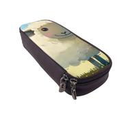 BNVSADC Sheep 1 Printed PU Leather Flip Pencil Case, Cute Pencil Box Pen Bag Stationery Organizer Makeup Bag for School Office Travel