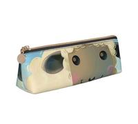 BNVSADC Sheep 1 Printed Triangle Pencil Case Leather Pencil Pouch Cute Stationery Pencil Pen Bag for School Office Travel